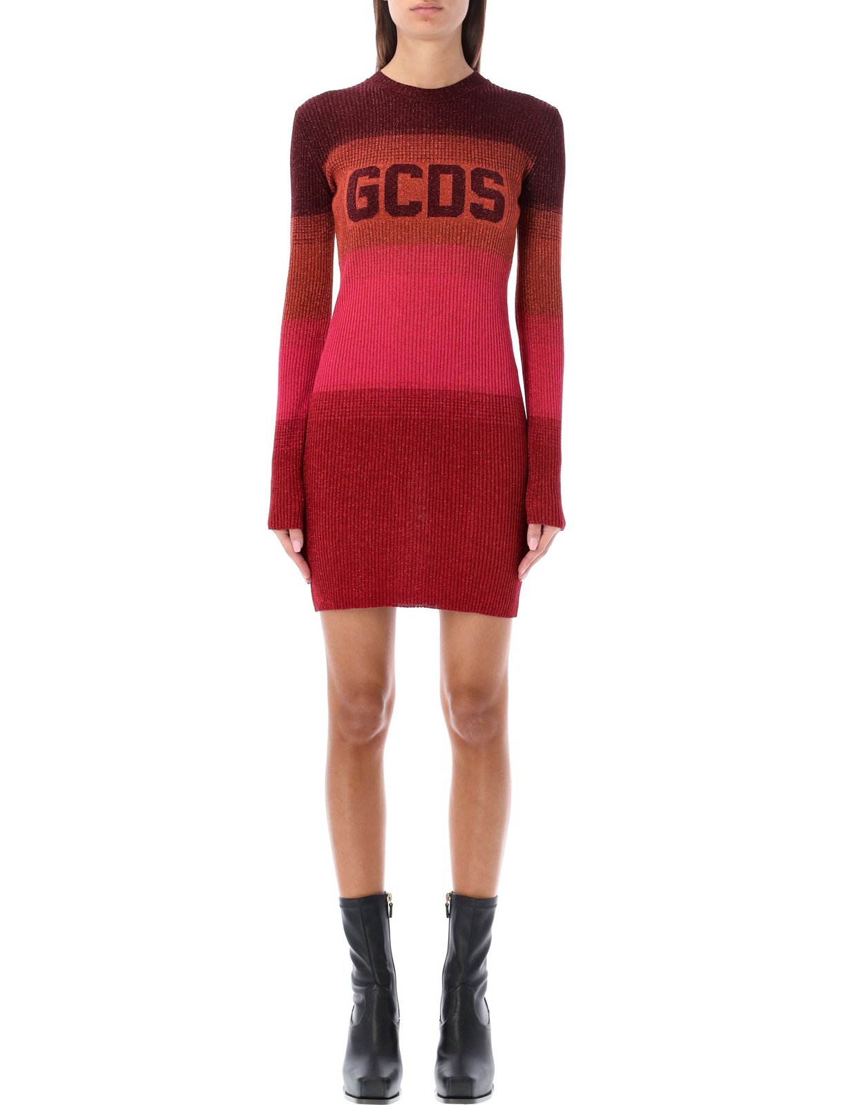 Strick-Minikleid mit GCDS-Logo und Intarsienmuster