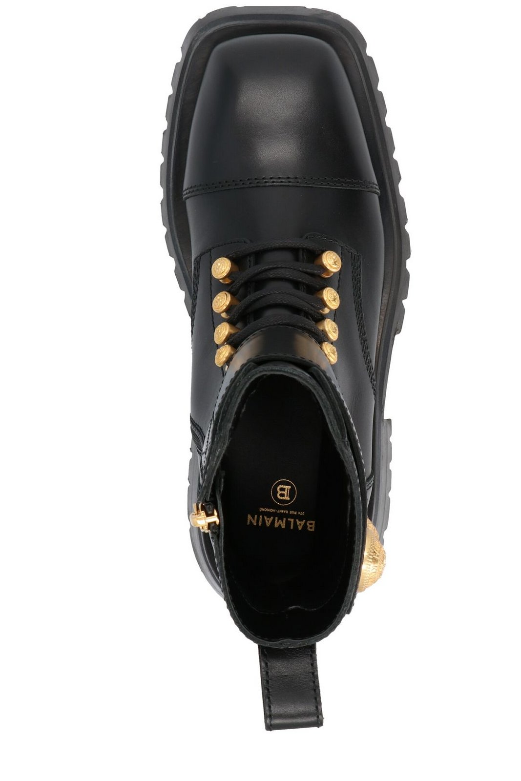 Balmain-Knopf verzierte, geriffelte Stiefeletten