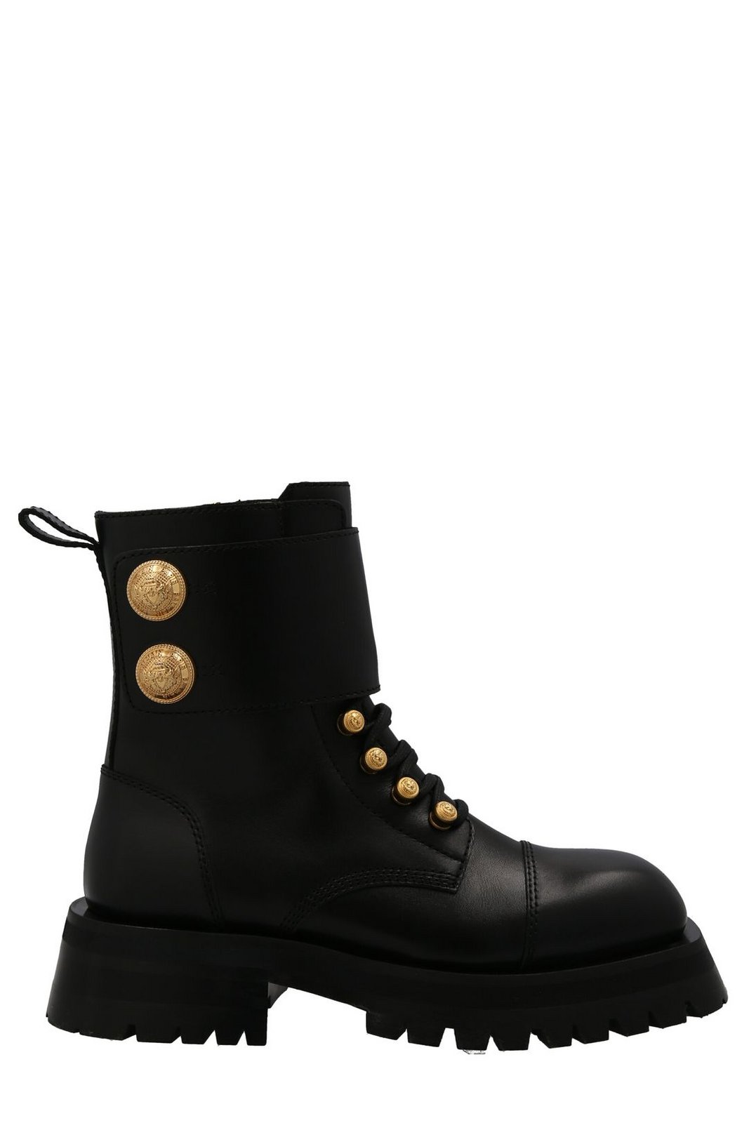 Balmain-Knopf verzierte, geriffelte Stiefeletten