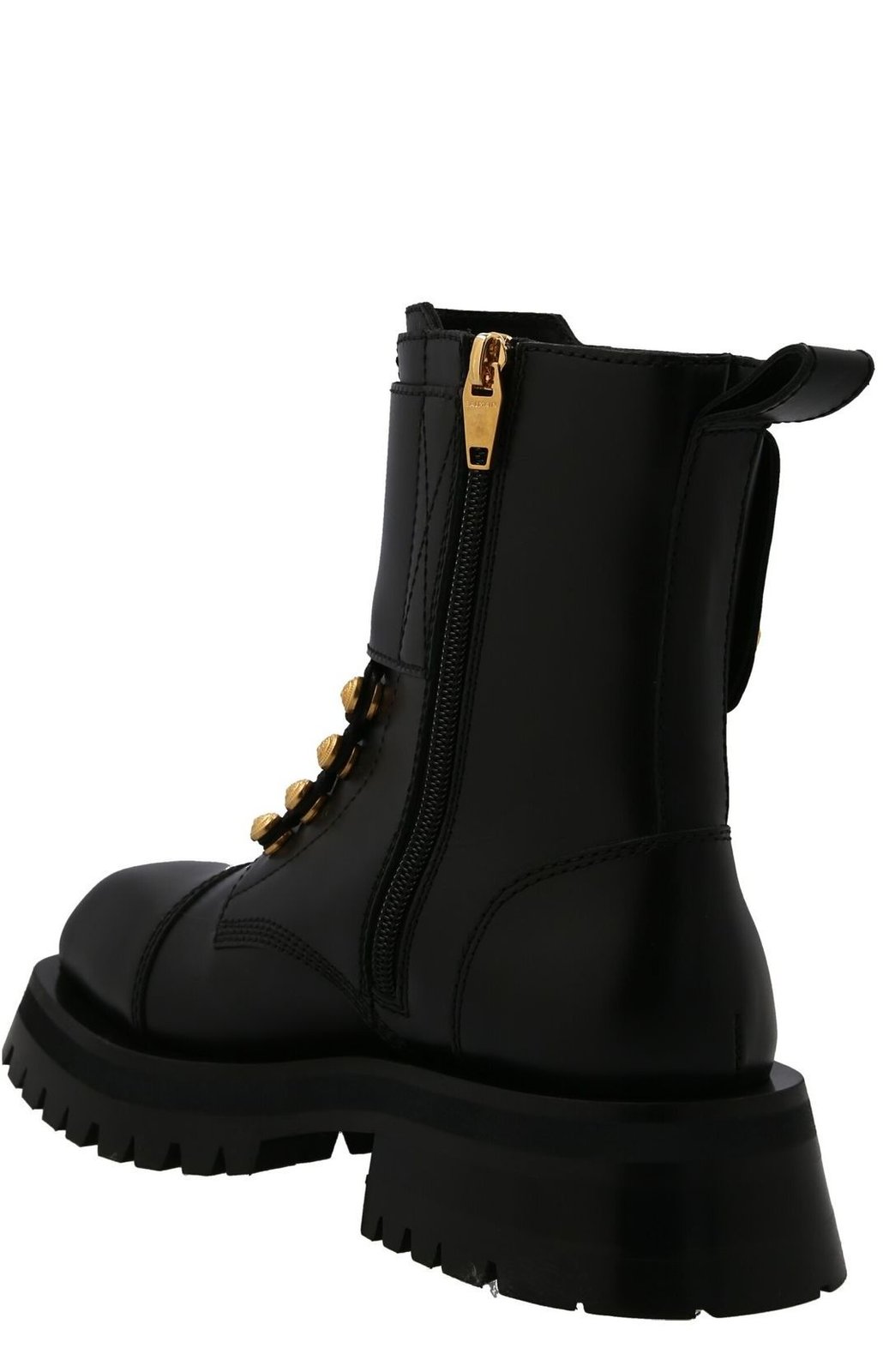 Balmain-Knopf verzierte, geriffelte Stiefeletten