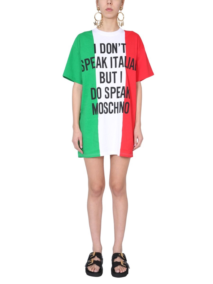 Moschino Italian Slogan Print T-Shirt Dress 4 Moschino Italian Slogan Print T-Shirt Dress