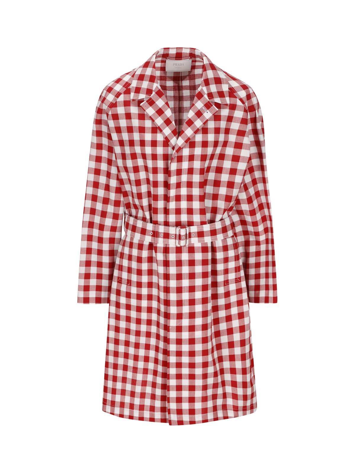 Prada Check-Printed Belted Coat