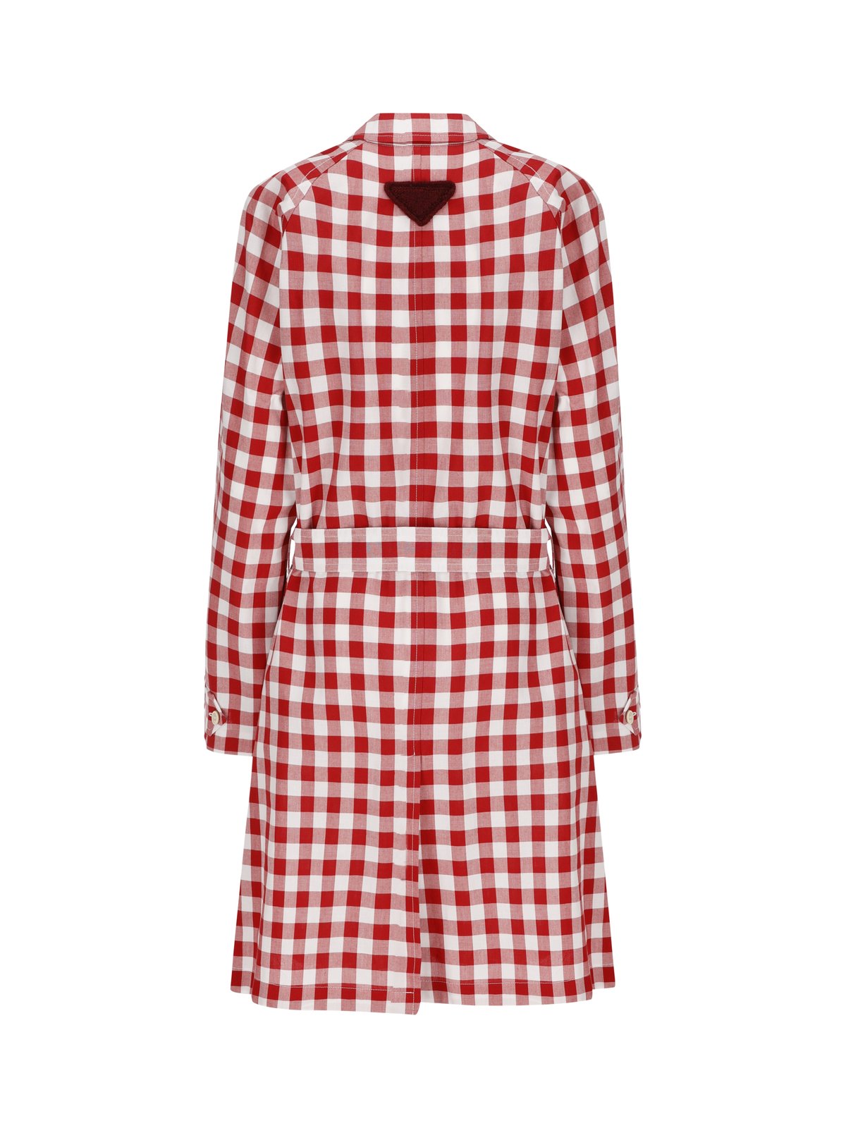 Prada Check-Printed Belted Coat