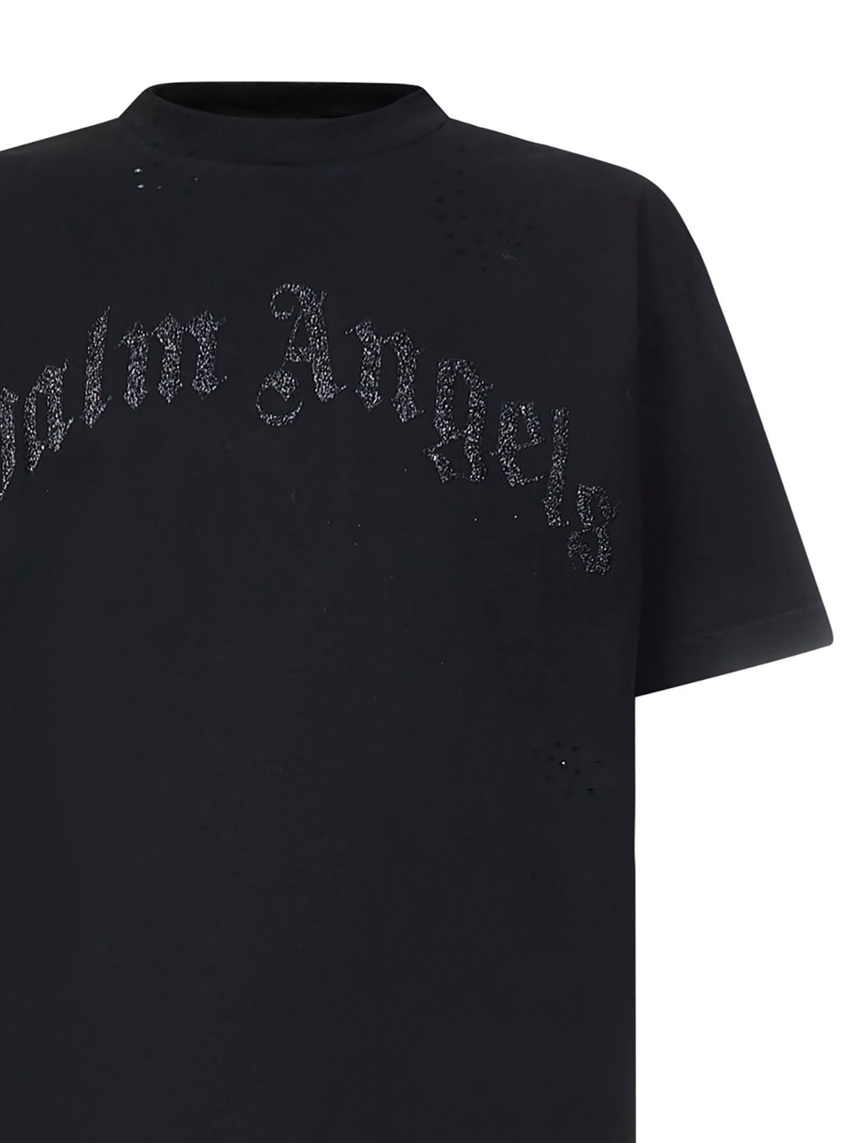 Palm Angels Logo-Printed Distressed T-Shirt