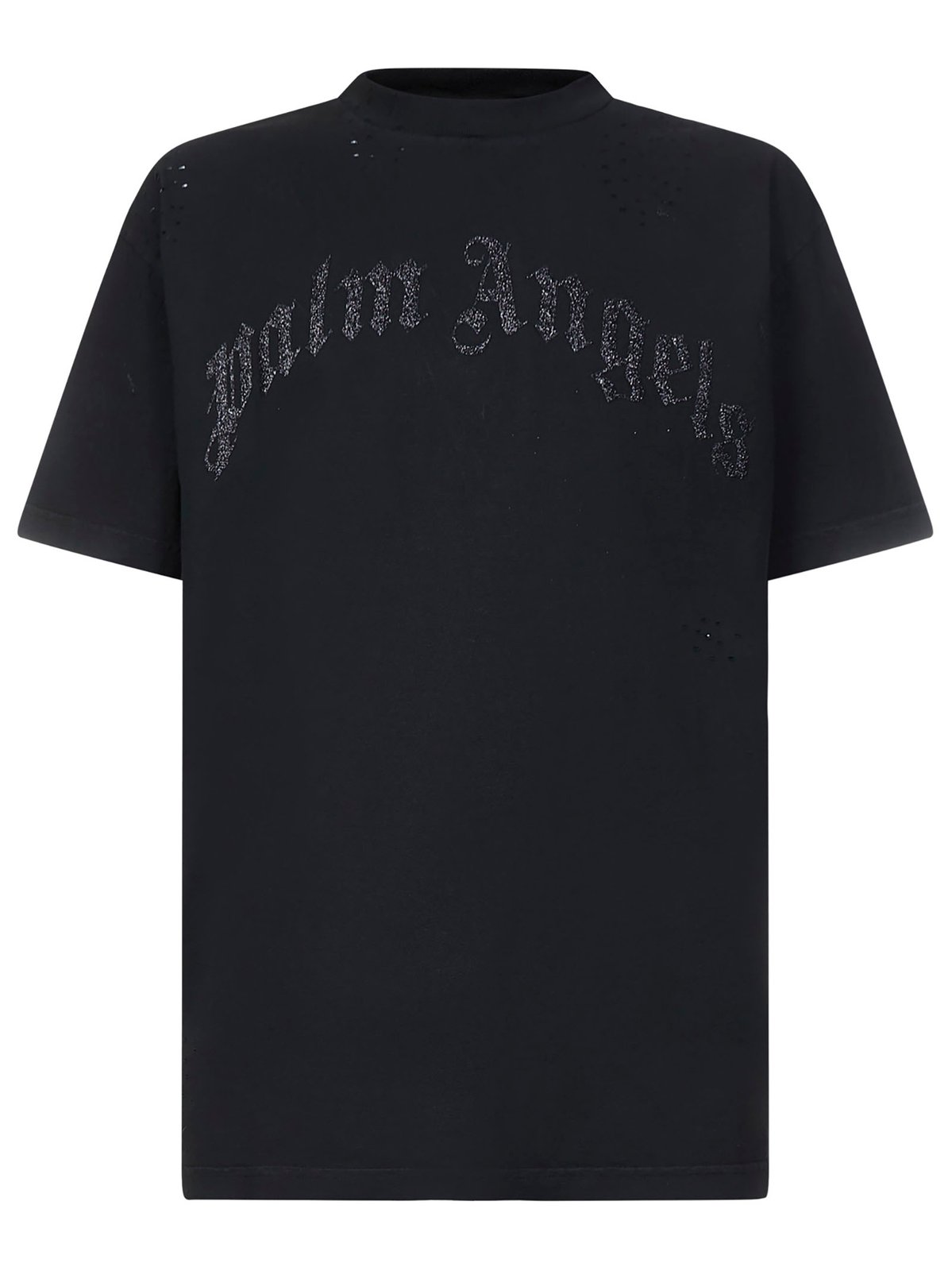 Palm Angels Logo-Printed Distressed T-Shirt