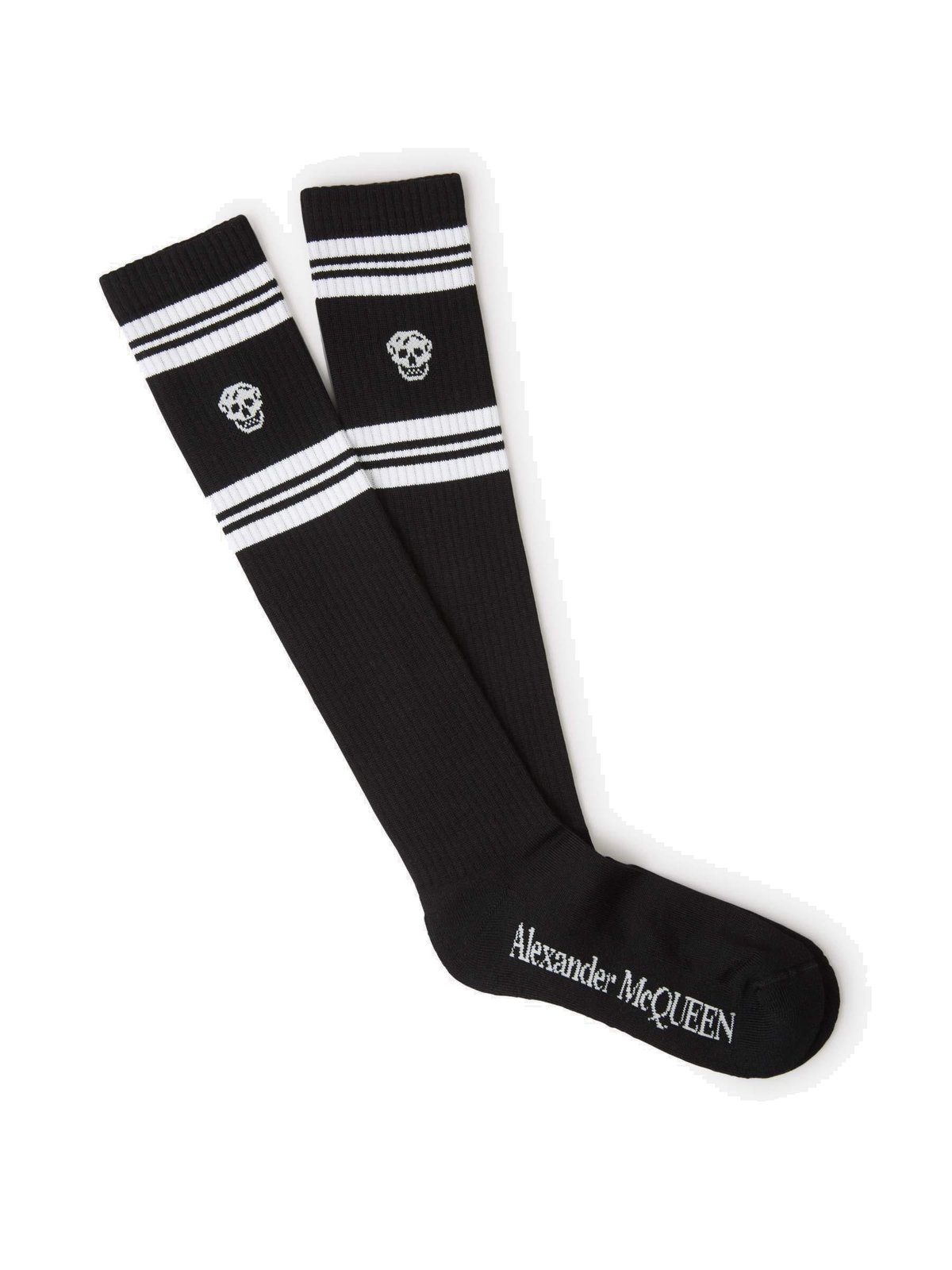 Alexander McQueen Skull Embroidered Striped Socks