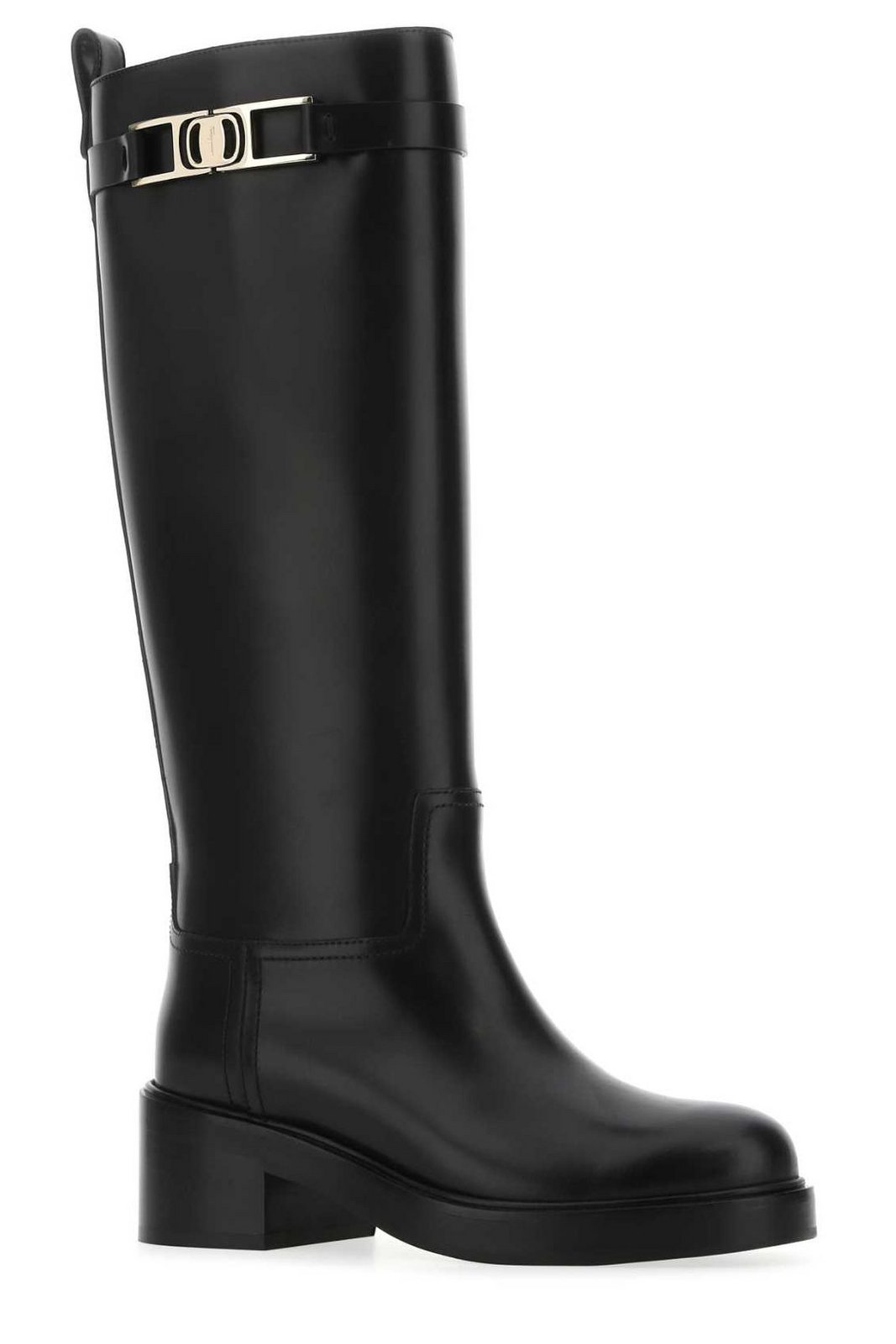 Ferragamo Gancini Round-Toe Knee Boots