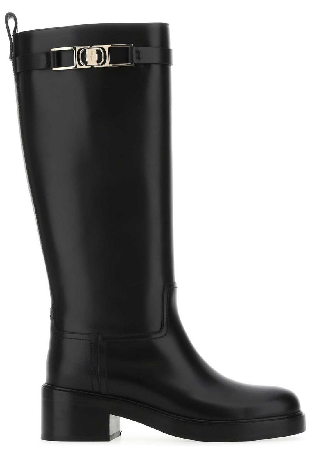 Ferragamo Gancini Round-Toe Knee Boots