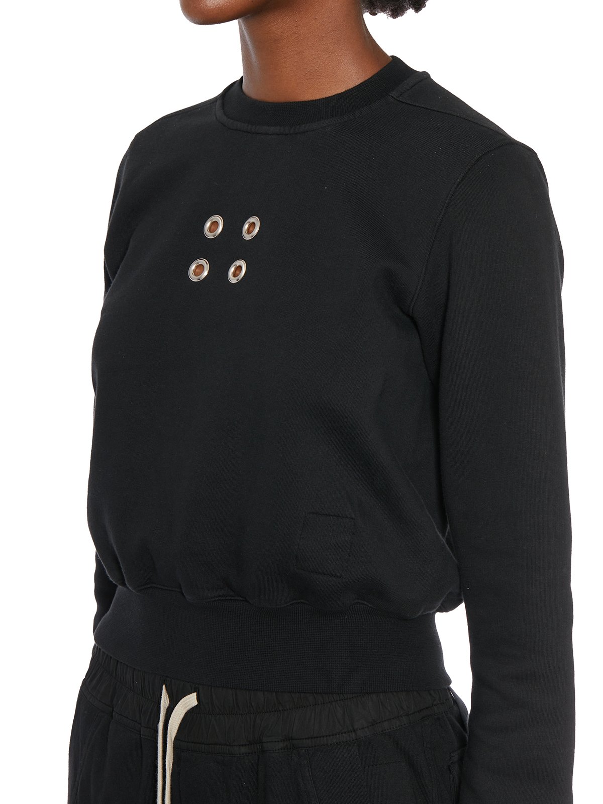 Rick Owens DRKSHDW Eyelet-Embellished Cropped Crewneck Sweatshirt