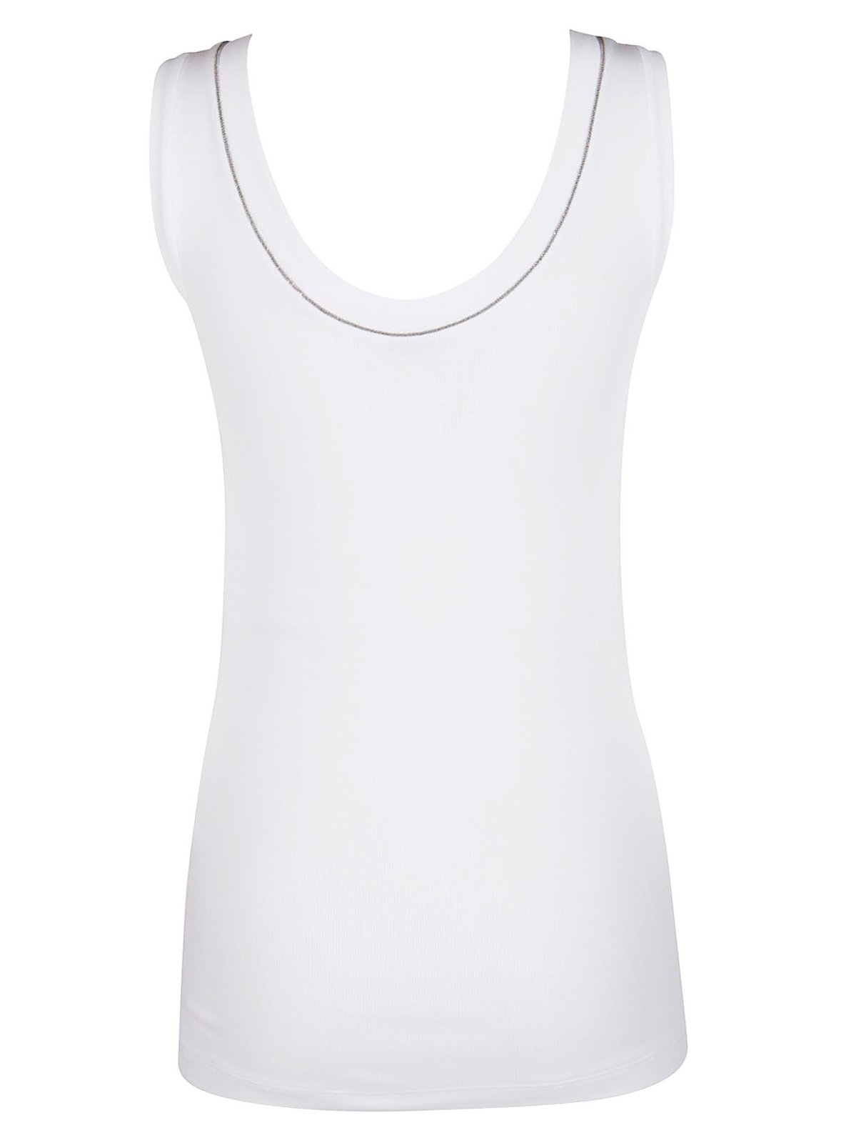 Brunello Cucinelli Monili Embellished Trim Ribbed-Knit Tank Top