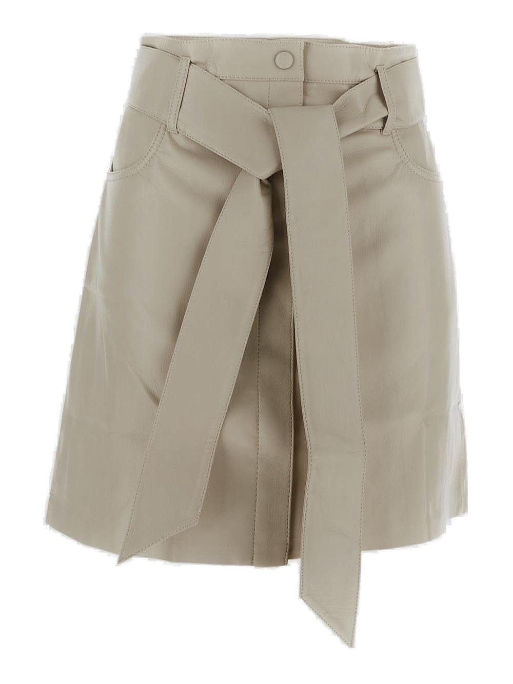 Nanushka High-Waist A-Line Belted Mini Skirt