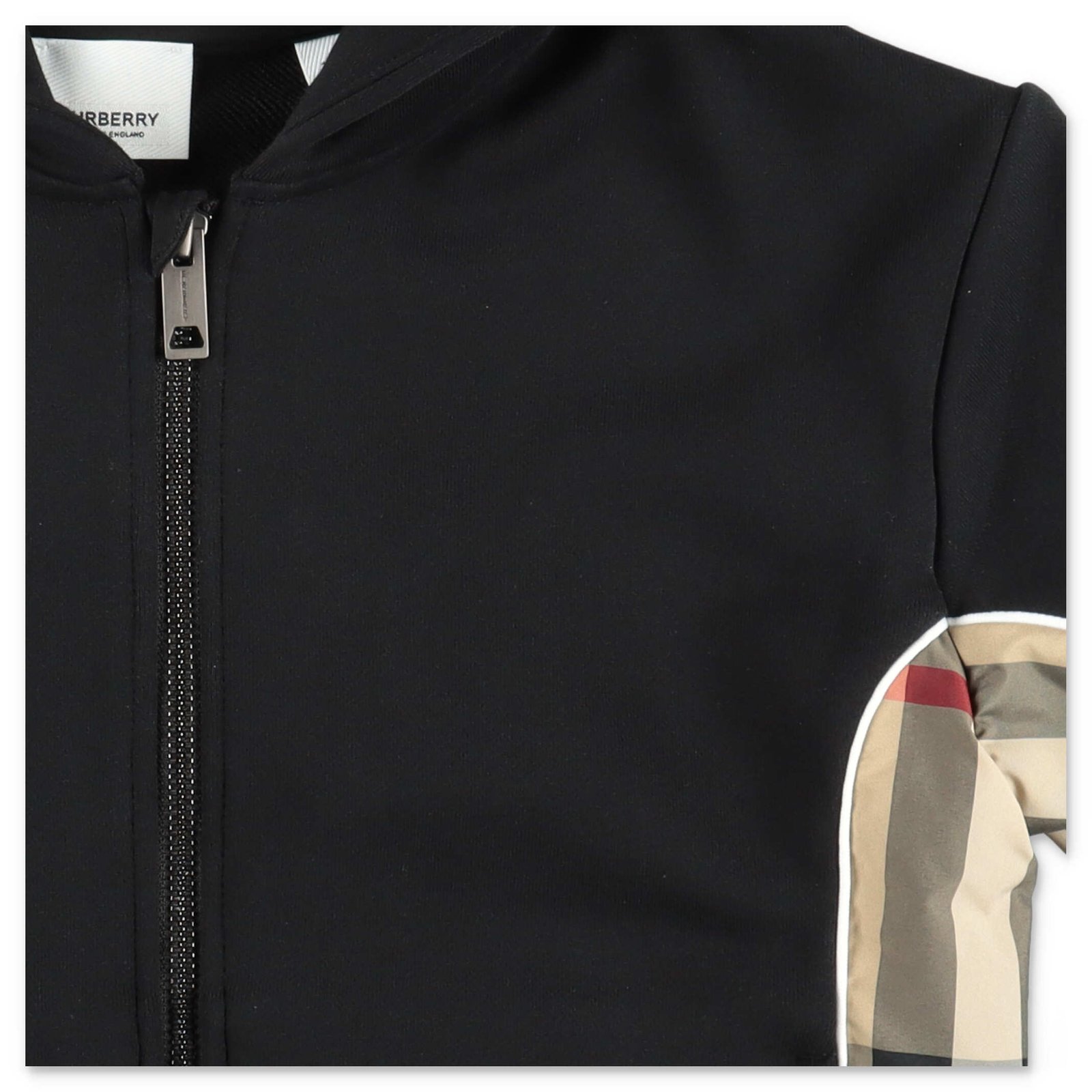 Burberry Kids Graham Checked Panelled Zip-Up Hoodie 1 Burberry Kids Graham Checked Panelled Zip-Up Hoodie