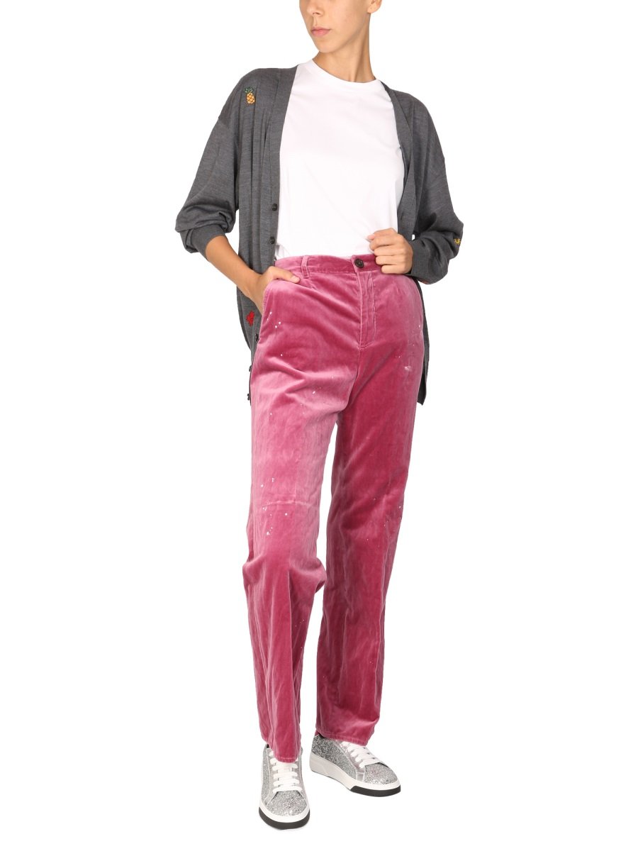 Dsquared2 Logo Embroidered Velvet Trousers