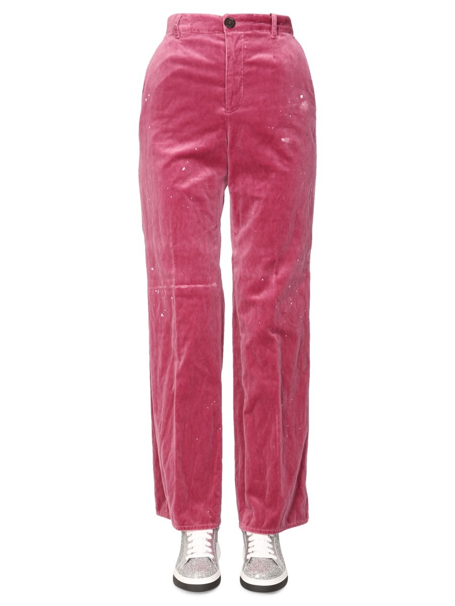 Dsquared2 Logo Embroidered Velvet Trousers