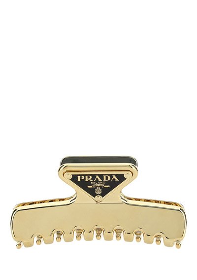 Haarspange mit Prada-Logo-Plakette