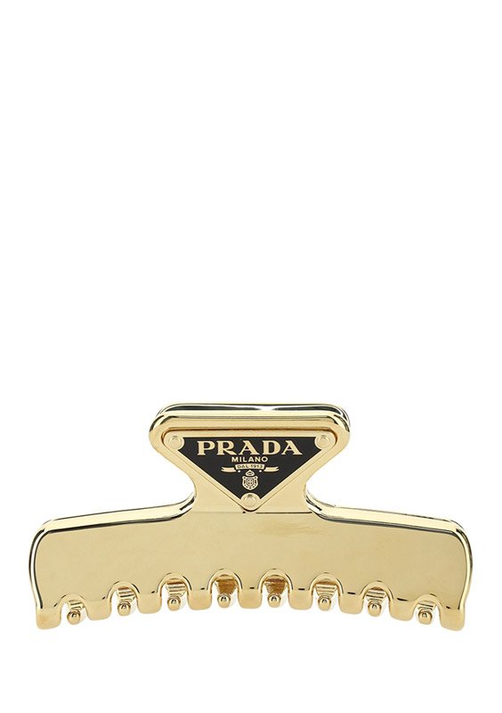 Haarspange mit Prada-Logo-Plakette