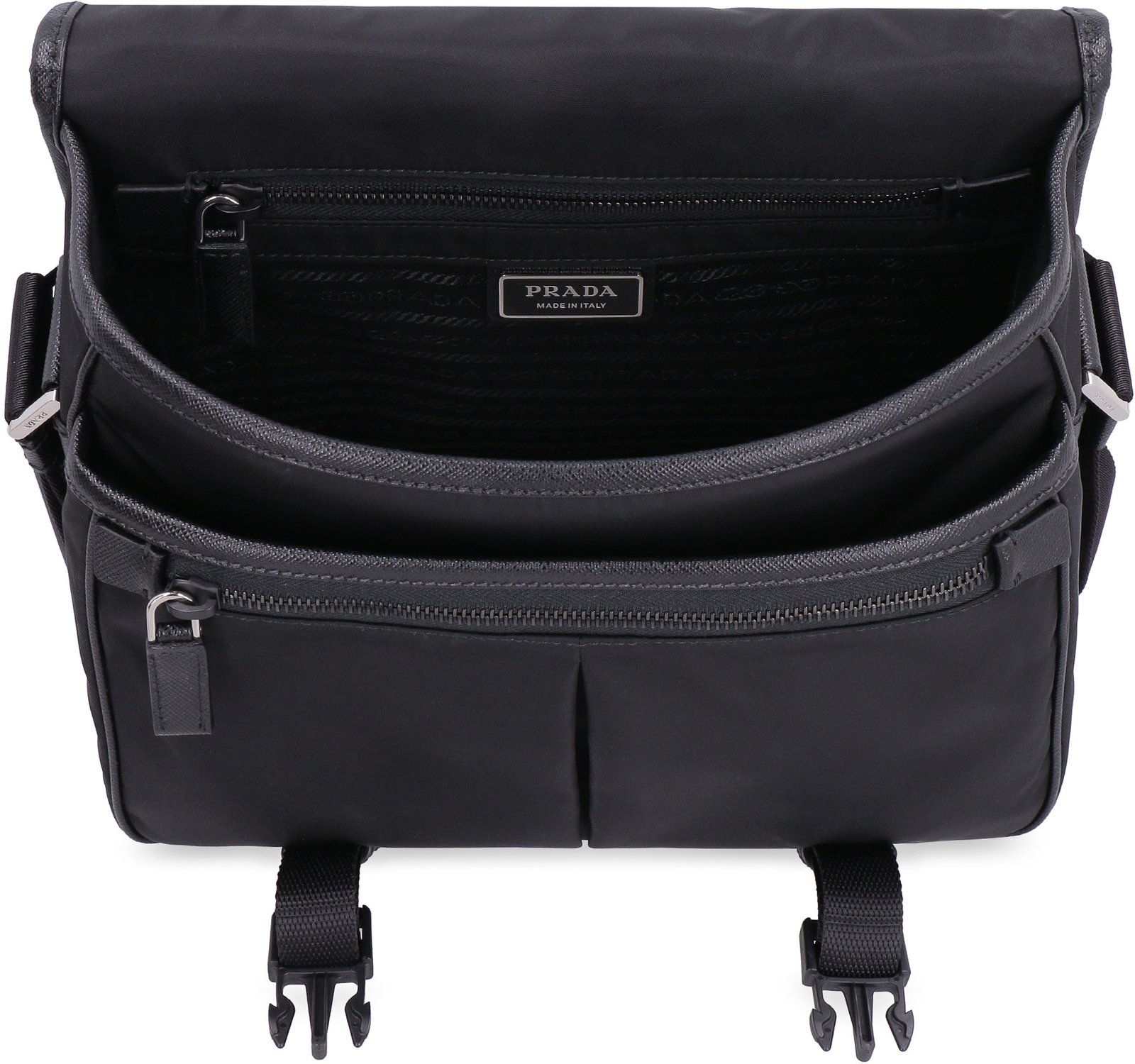 Prada Logo Plaque Fold-Over Shoulder Bag