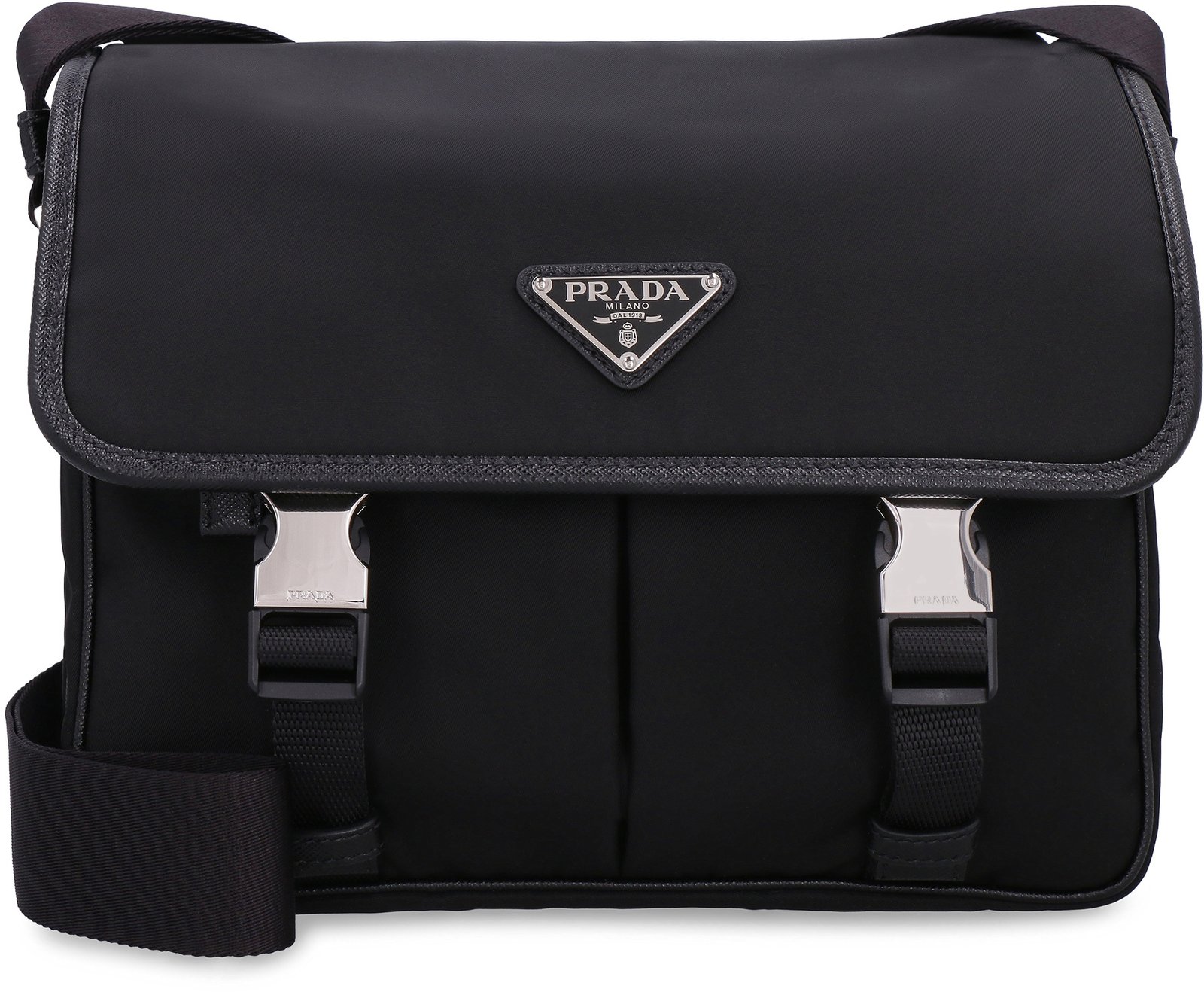 Prada Logo Plaque Fold-Over Shoulder Bag