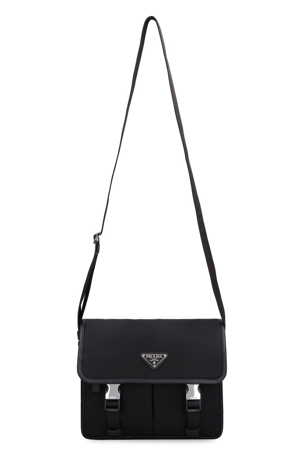 Prada Logo Plaque Fold-Over Shoulder Bag