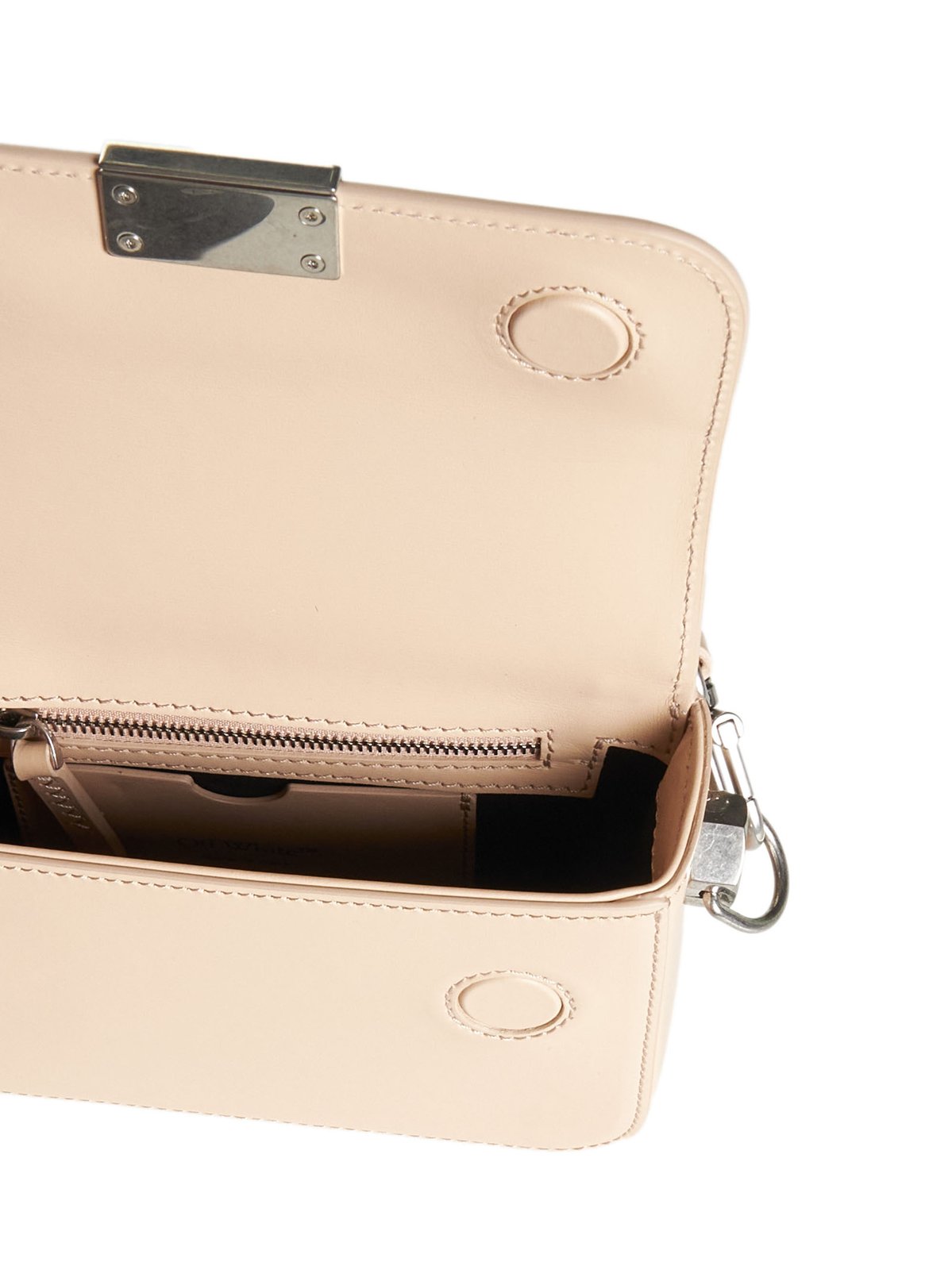 Off-White Binder Foldover Top Small Shoulder Bag