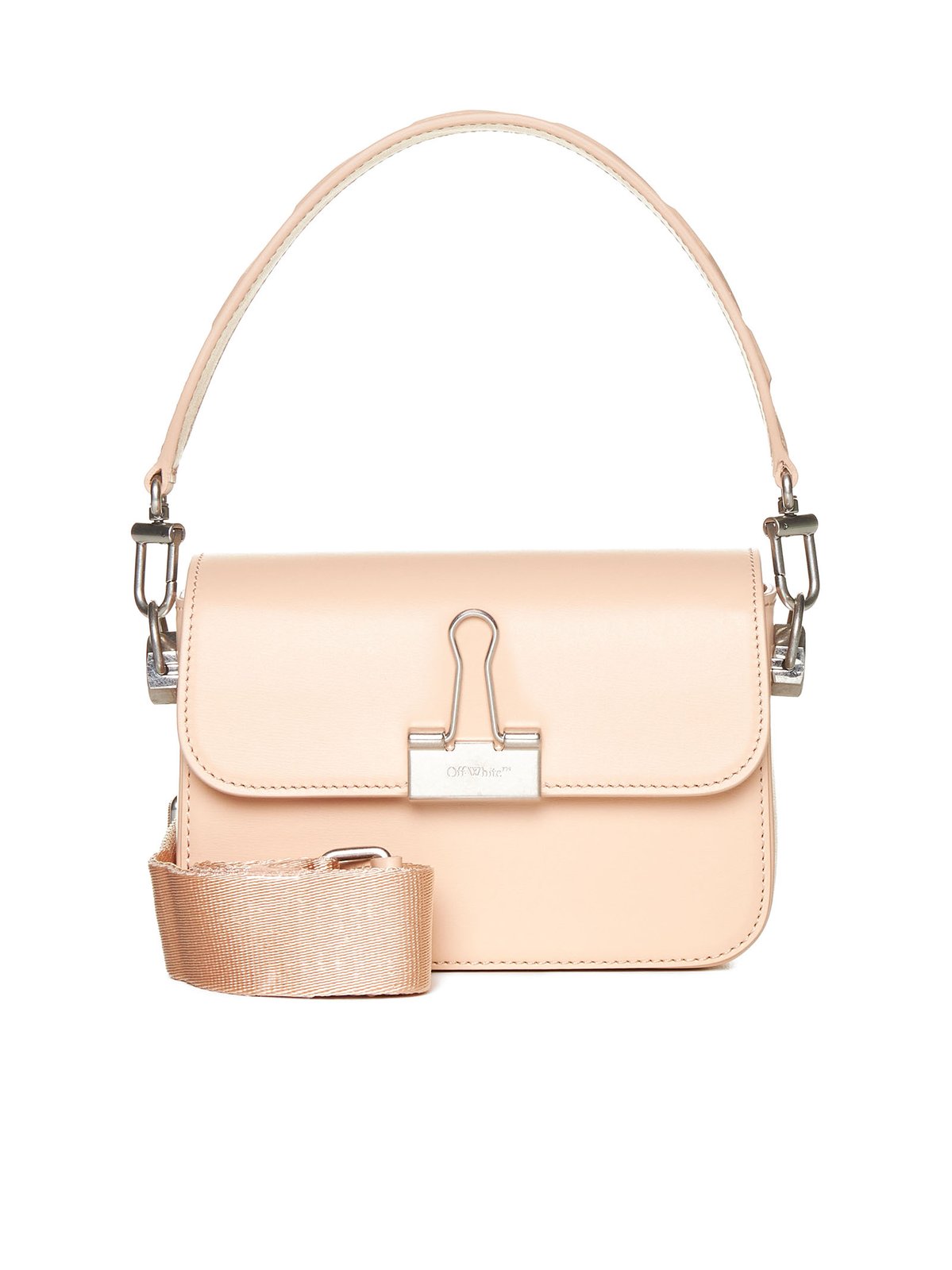 Off-White Binder Foldover Top Small Shoulder Bag