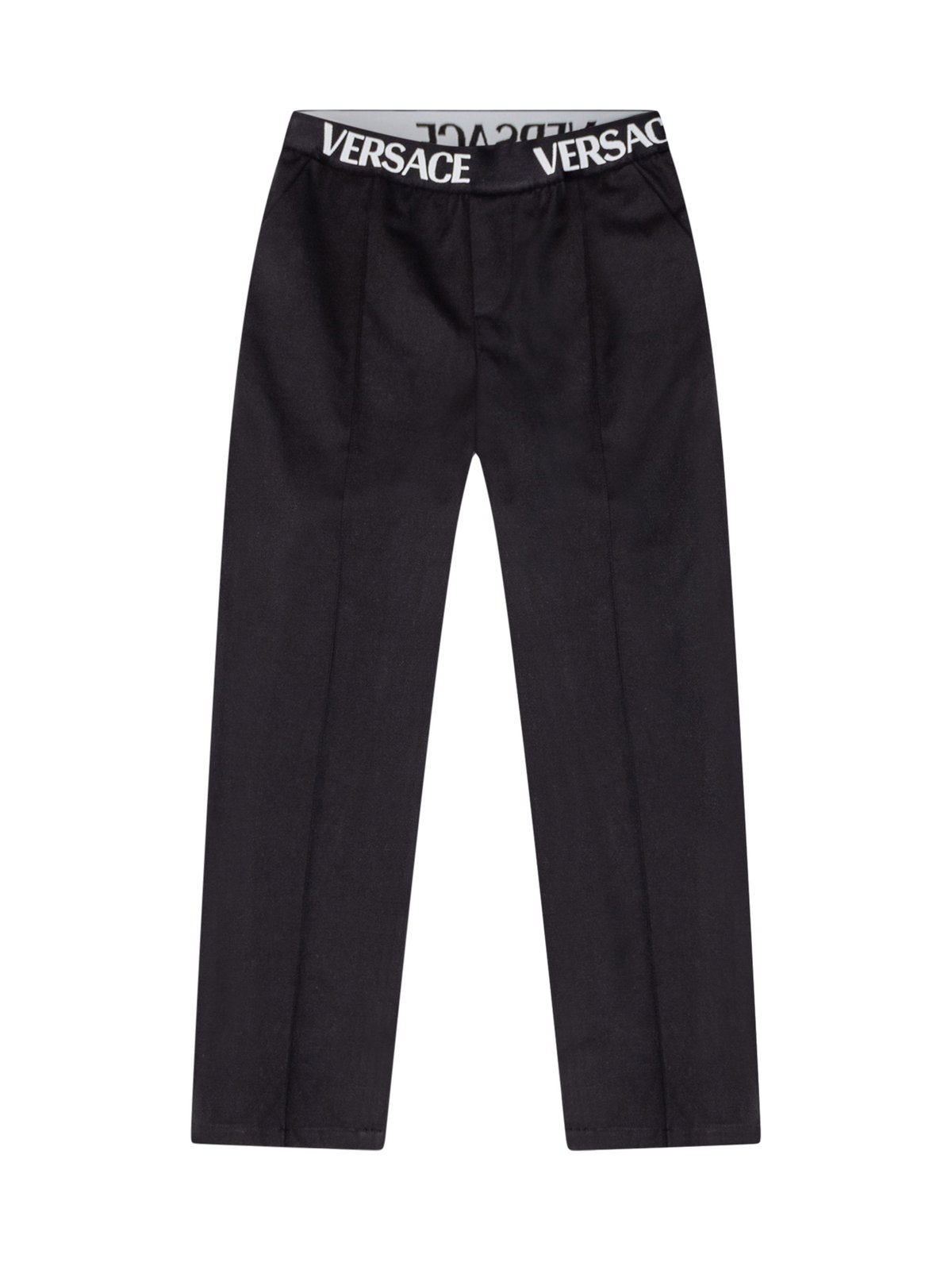 Versace Kids Logo Waistband Straight-Leg Trousers